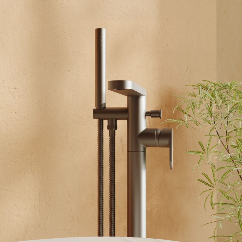 Nuie Cyprus Brushed Pewter Freestanding Bath Shower Mixer