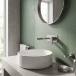 Nuie Binsey Brushed Pewter 2 Hole Wall Basin Mixer with Plate