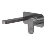Nuie Cyprus Brushed Pewter 2 Hole Wall Basin Mixer with Plate
