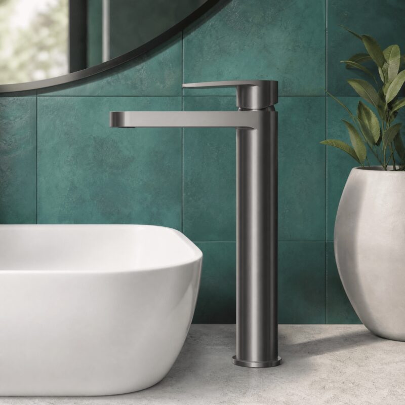 Nuie Binsey Brushed Pewter High Rise Mono Basin Mixer