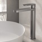Nuie Cyprus Brushed Pewter High Rise Mono Basin Mixer