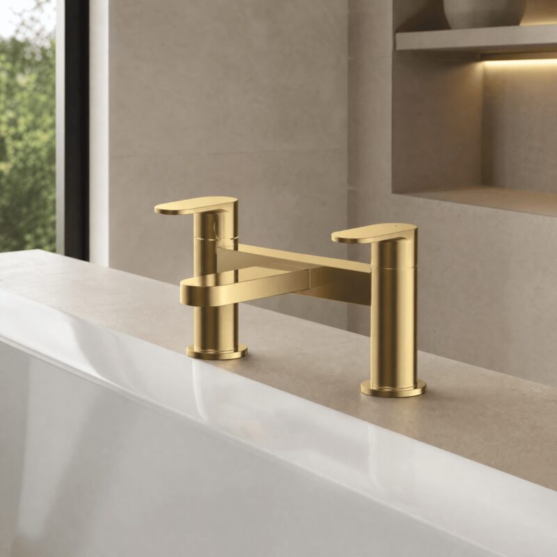 Nuie Binsey Brushed Brass Deck Mounted Bath Filler