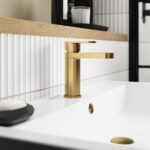 Nuie Binsey Brushed Brass Mono Basin Mixer with Push Button Waste