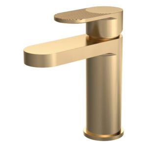 Nuie Cyprus Brushed Brass Mono Basin Mixer with Push Button Waste