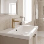 Nuie Cyprus Brushed Brass Mono Basin Mixer with Push Button Waste