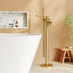 Nuie Cyprus Brushed Brass Freestanding Bath Shower Mixer