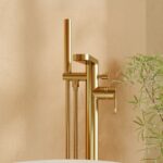 Nuie Cyprus Brushed Brass Freestanding Bath Shower Mixer