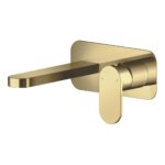Nuie Binsey Brushed Brass 2 Hole Wall Basin Mixer