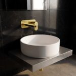 Nuie Binsey Brushed Brass 2 Hole Wall Basin Mixer