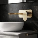 Nuie Binsey Brushed Brass 2 Hole Wall Basin Mixer