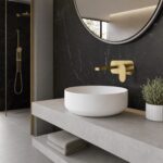 Nuie Binsey Brushed Brass 2 Hole Wall Basin Mixer