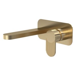 Nuie Cyprus Brushed Brass 2 Hole Wall Basin Mixer
