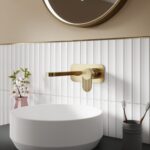 Nuie Cyprus Brushed Brass 2 Hole Wall Basin Mixer