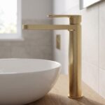 Nuie Cyprus Brushed Brass High Rise Mono Basin Mixer