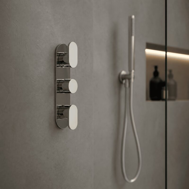 Nuie Binsey Chrome Triple Control Dual Outlet Thermostatic Shower Valve