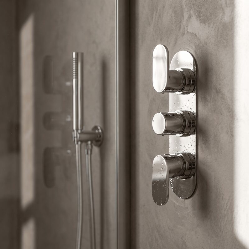 Nuie Binsey Chrome Triple Control Dual Outlet Thermostatic Shower Valve