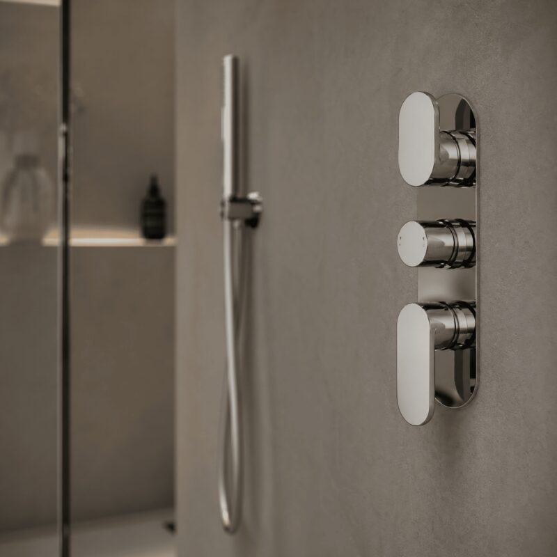 Nuie Binsey Chrome Triple Control Dual Outlet Thermostatic Shower Valve