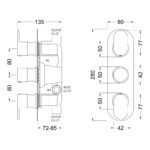 Nuie Binsey Chrome Triple Control Dual Outlet Thermostatic Shower Valve