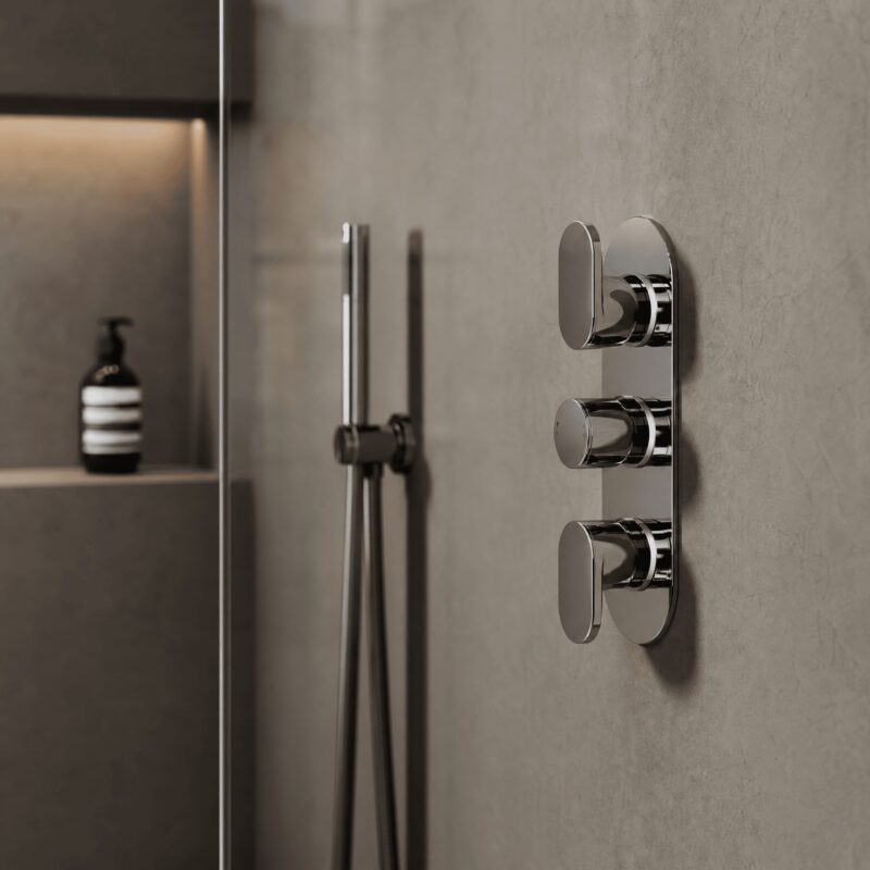Nuie Binsey Chrome Triple Thermostatic Shower Valve with Diverter