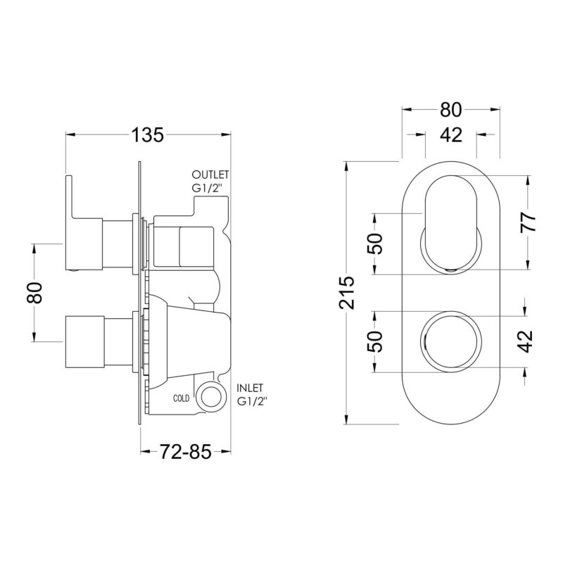 Nuie Binsey Chrome Twin Thermostatic Shower Valve