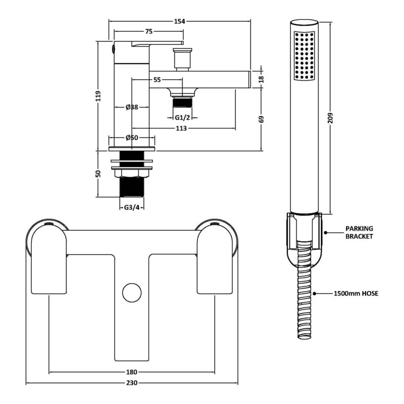 Nuie Canada Chrome Bath Shower Mixer
