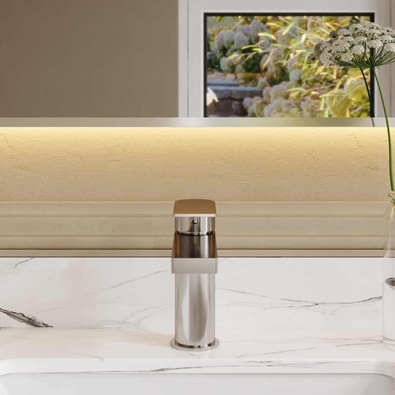 Nuie Canada Chrome Mono Basin Mixer & Push Button Waste