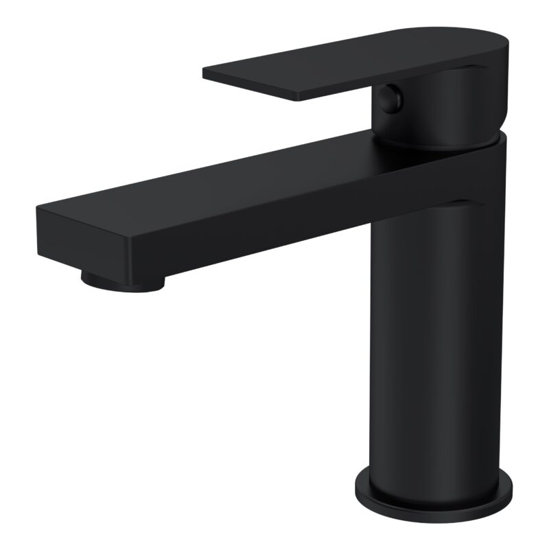 Nuie Canada Matt Black Mono Basin Mixer with Push Button Waste