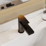 Nuie Canada Matt Black Mono Basin Mixer with Push Button Waste