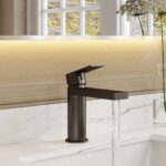 Nuie Canada Matt Black Mono Basin Mixer with Push Button Waste