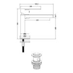 Nuie Canada Matt Black Mono Basin Mixer with Push Button Waste