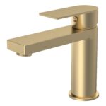 Nuie Canada Brushed Brass Mono Basin Mixer with Push Button Waste