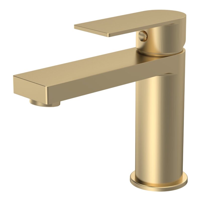 Nuie Canada Brushed Brass Mono Basin Mixer with Push Button Waste