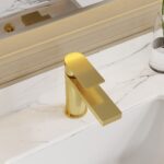 Nuie Canada Brushed Brass Mono Basin Mixer with Push Button Waste