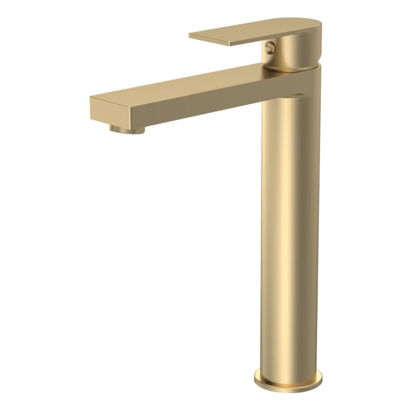 Nuie Canada Brushed Brass High Rise Mono Basin Mixer