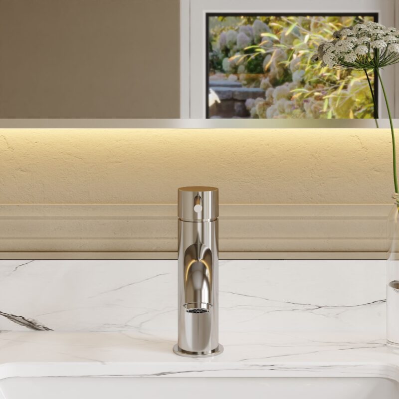 Nuie Cartegena Chrome Mono Basin Mixer with Push Button Waste