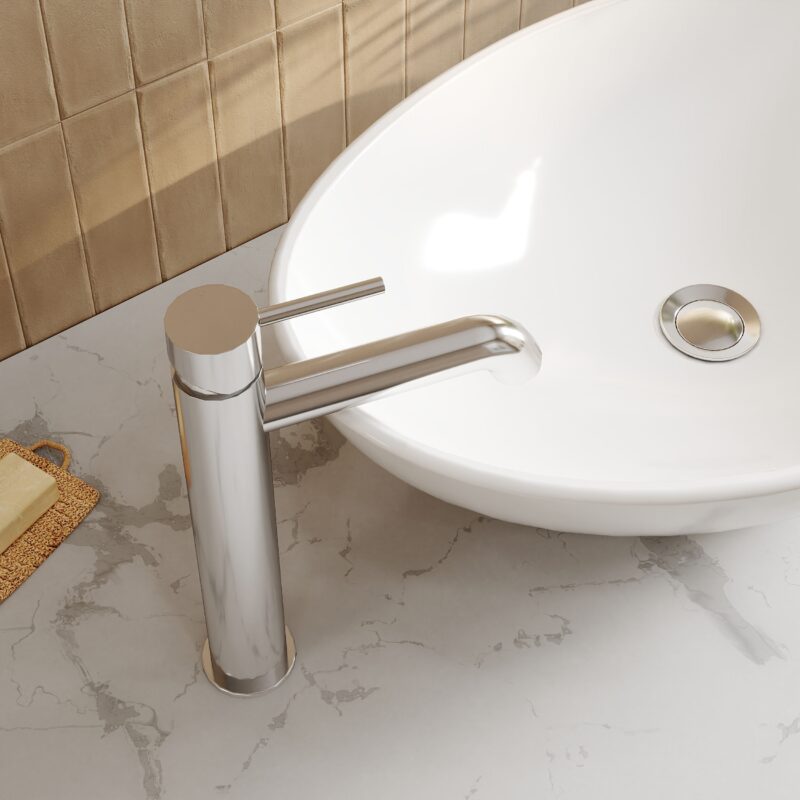Nuie Cartegena Chrome High Rise Mono Basin Mixer