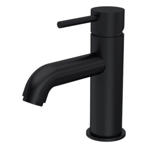 Nuie Cartegena Matt Black Mono Basin Mixer with Push Button Waste