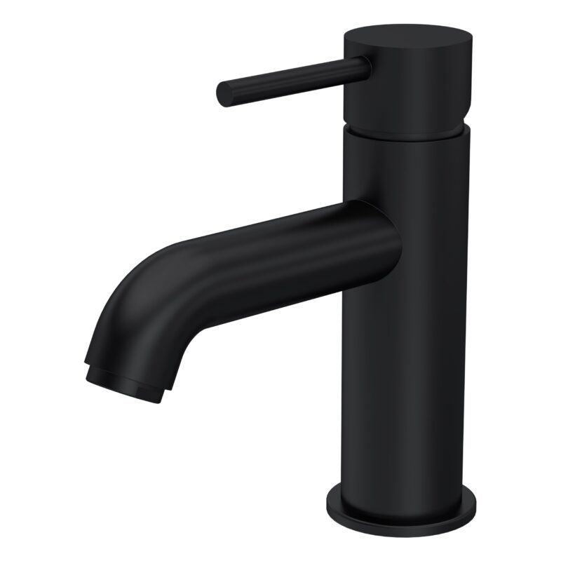 Nuie Cartegena Matt Black Mono Basin Mixer with Push Button Waste