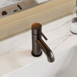 Nuie Cartegena Matt Black Mono Basin Mixer with Push Button Waste