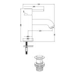Nuie Cartegena Matt Black Mono Basin Mixer with Push Button Waste