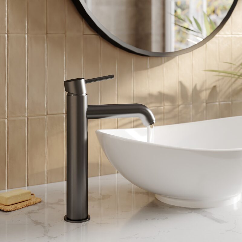 Nuie Cartegena Matt Black High Rise Mono Basin Mixer