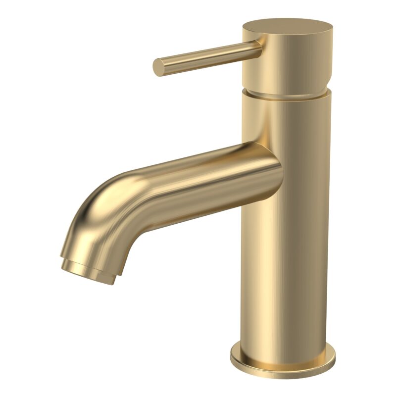 Nuie Cartegena Brushed Brass Mono Basin Mixer with Push Button Waste