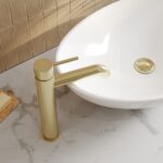 Nuie Cartegena Brushed Brass High Rise Mono Basin Mixer