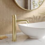 Nuie Cartegena Brushed Brass High Rise Mono Basin Mixer