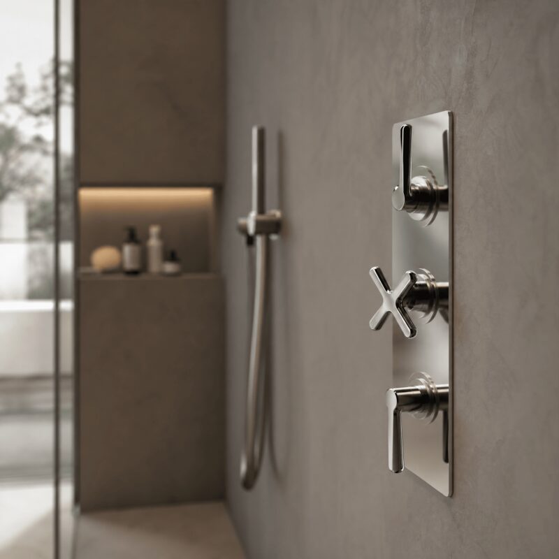 Nuie Aztec Chrome Concealed Triple Thermostatic Shower Valve with Diverter