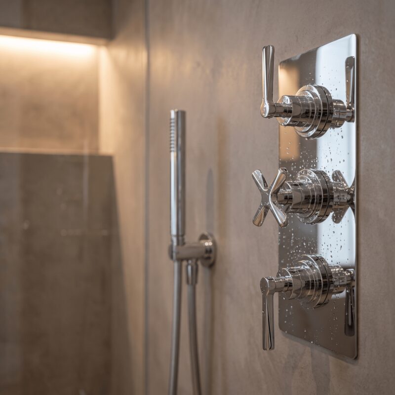 Nuie Aztec Chrome Concealed Triple Thermostatic Shower Valve with Diverter
