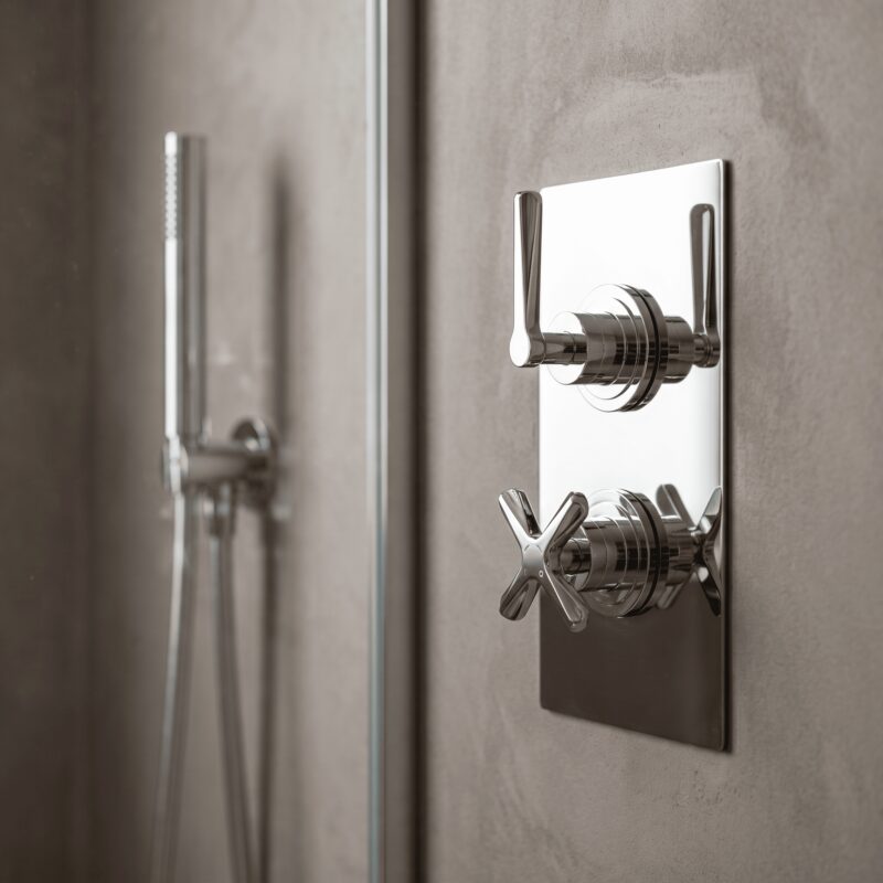 Nuie Aztec Chrome Concealed Twin Thermostatic Shower Valve with Diverter
