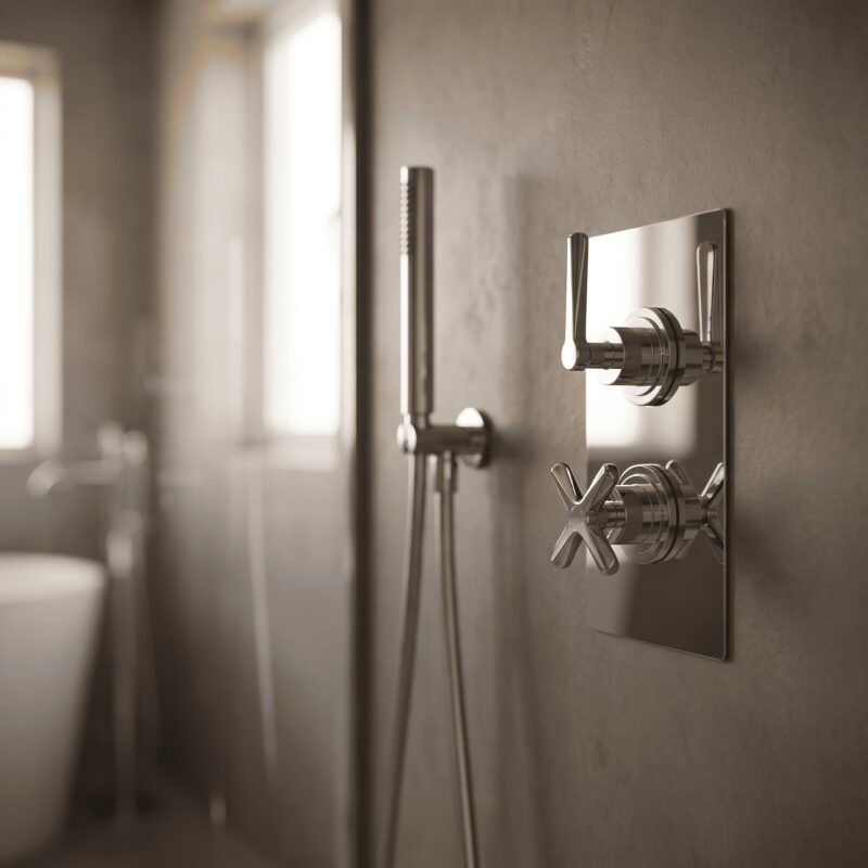 Nuie Aztec Chrome Concealed Twin Thermostatic Shower Valve