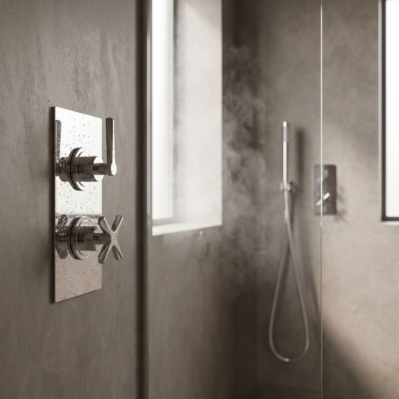 Nuie Aztec Chrome Concealed Twin Thermostatic Shower Valve