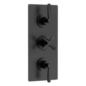 Nuie Aztec Matt Black Concealed Triple Thermostatic Shower Valve with Diverter
